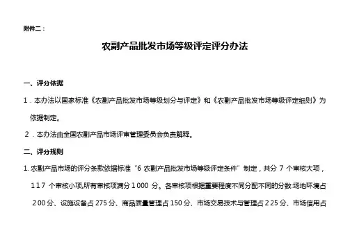 农副产品市场等级评定评分办法