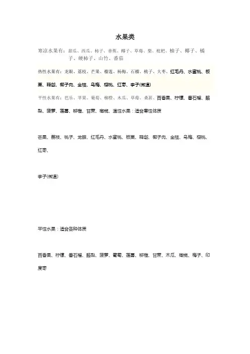 寒热食物汇集
