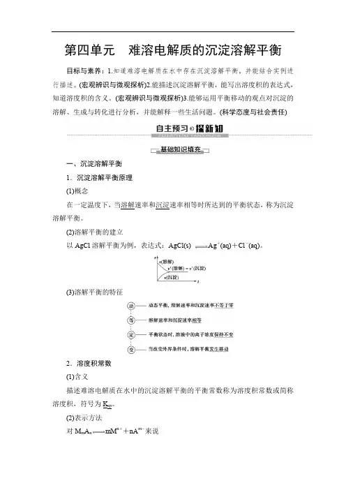 2019-2020江苏高中化学选修4 专题3 第4单元 难溶电解质的沉淀溶解平衡