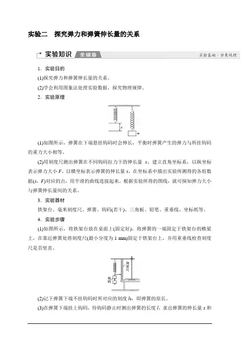 2020版新一线高考物理(新课标)一轮复习教学案：第2章 实验二 探究弹力和弹簧伸长量的关系 含答案