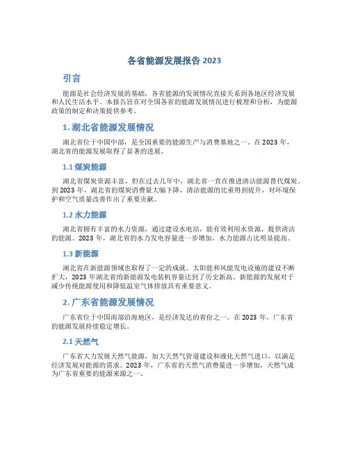 各省能源发展报告2023