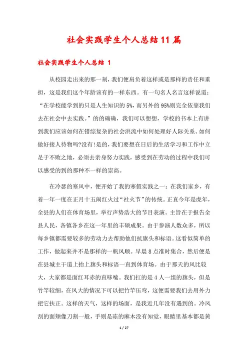 社会实践学生个人总结11篇