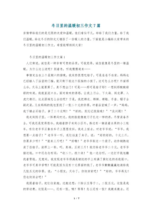 冬日里的温暖初三作文7篇