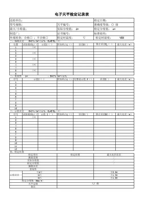 电子天平检定记录表