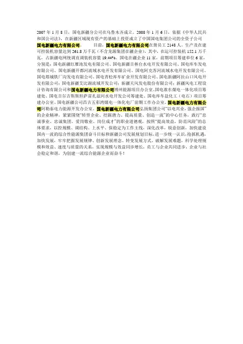 国电新疆下属电厂