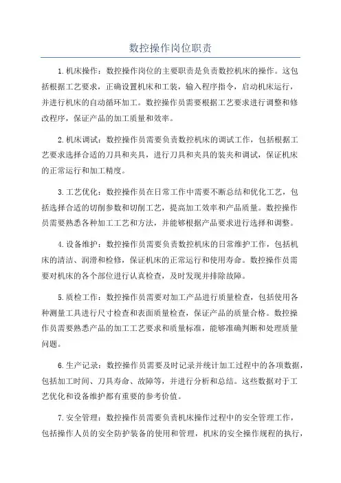 数控操作岗位职责