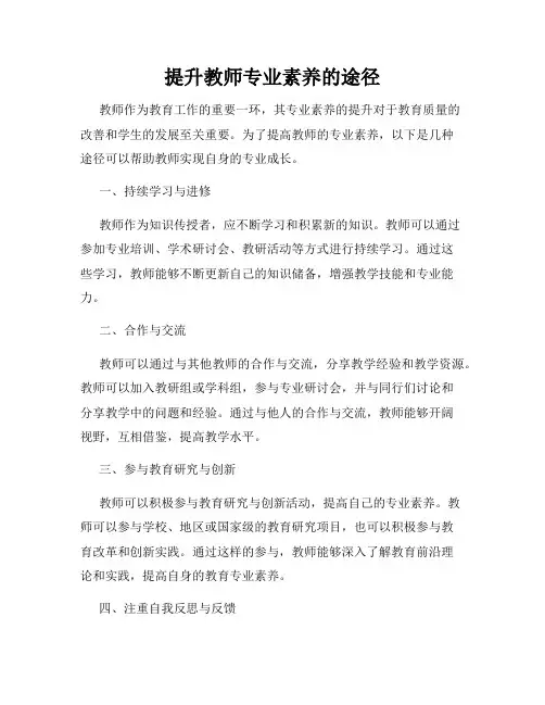 提升教师专业素养的途径