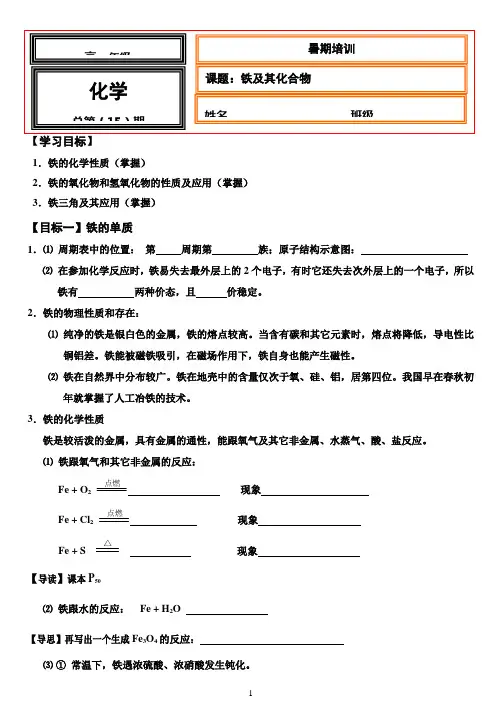 1-铁及化合物学案