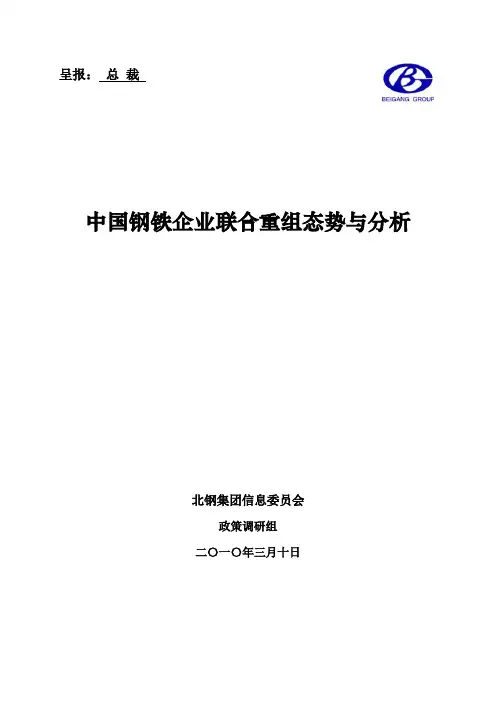 XXXX钢铁企业联合重组分析