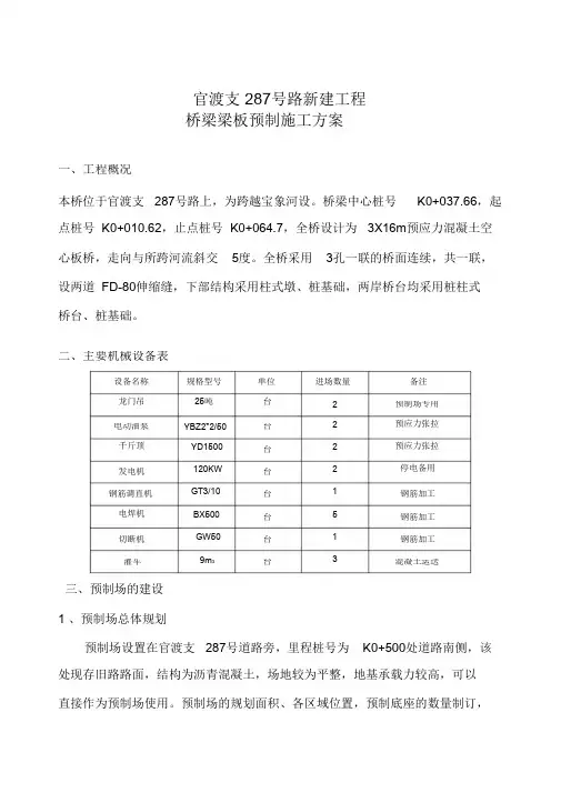 桥梁板梁预制施工方案(完整版)