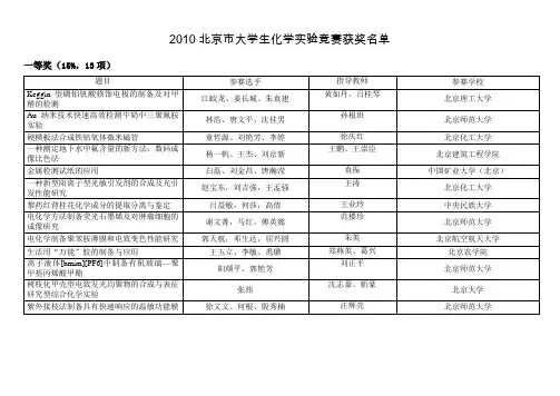 2009大学化学试验竞赛成绩分析