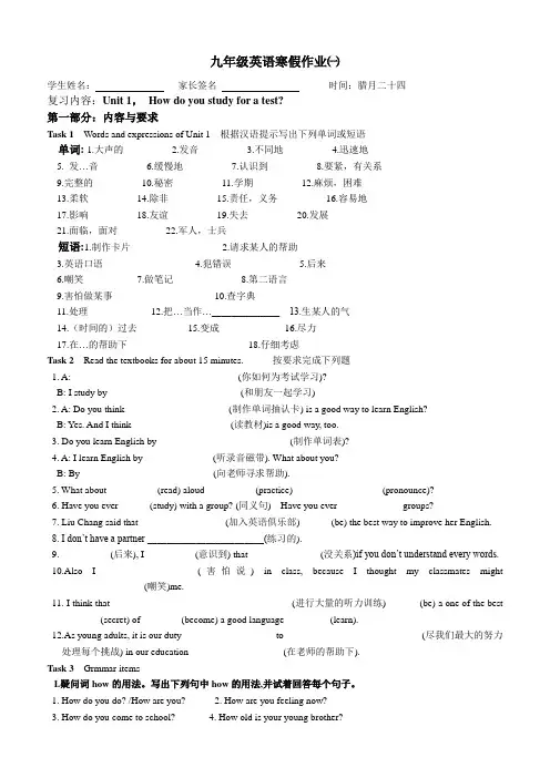 新教材新课标九年级英语寒假作业 (18)