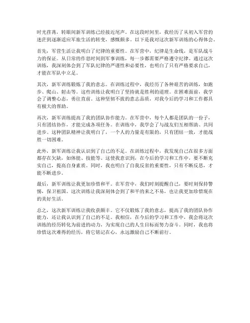 新军训练心得体会