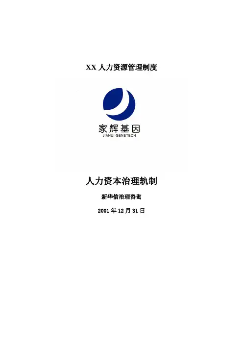XX人力资源管理制度