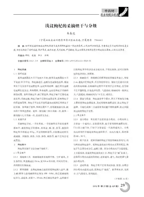浅议枸杞的采摘烘干与分级