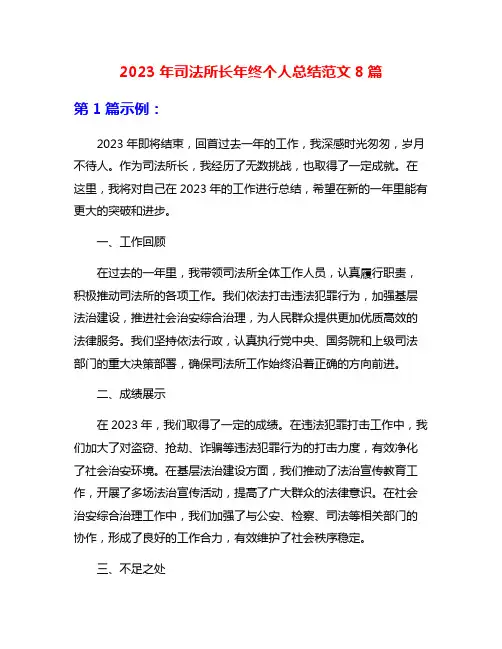 2023年司法所长年终个人总结范文8篇