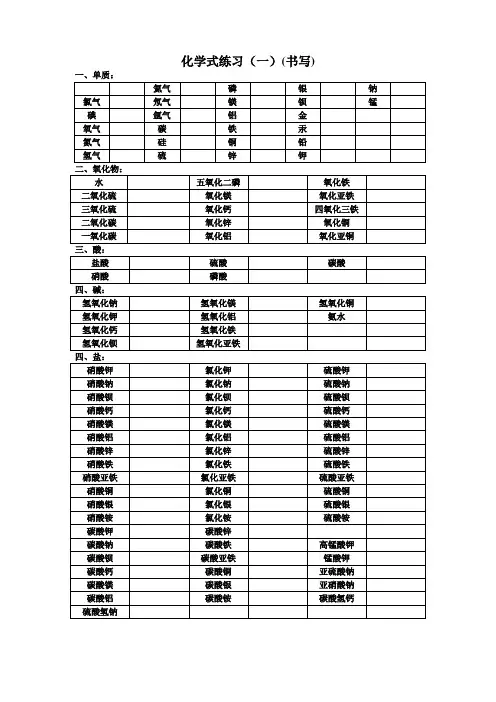 化学式书写练习