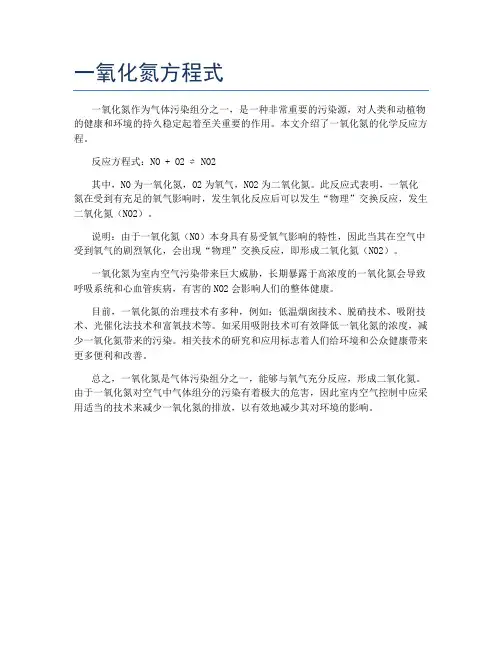 一氧化氮方程式