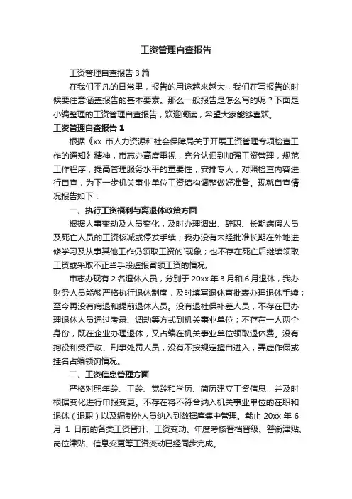 工资管理自查报告