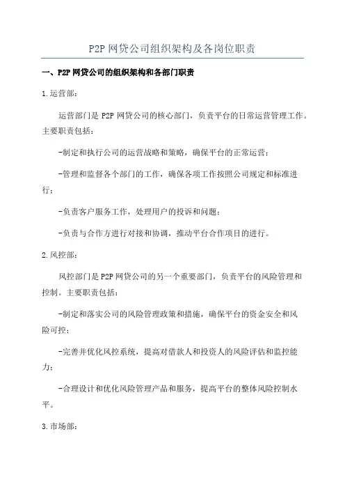 P2P网贷公司组织架构及各岗位职责