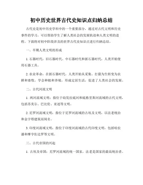 初中历史世界古代史知识点归纳总结