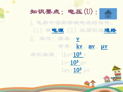 初中物理教育科学九年级上册第四章探究电流九上第四章第二节《电压》PPT
