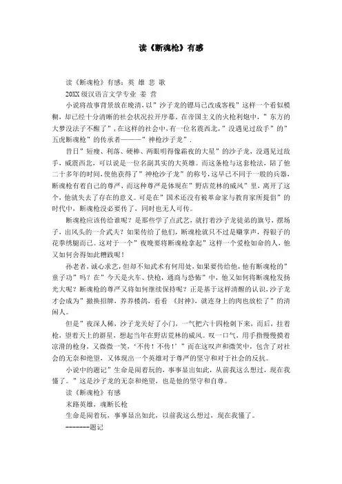 读《断魂枪》有感