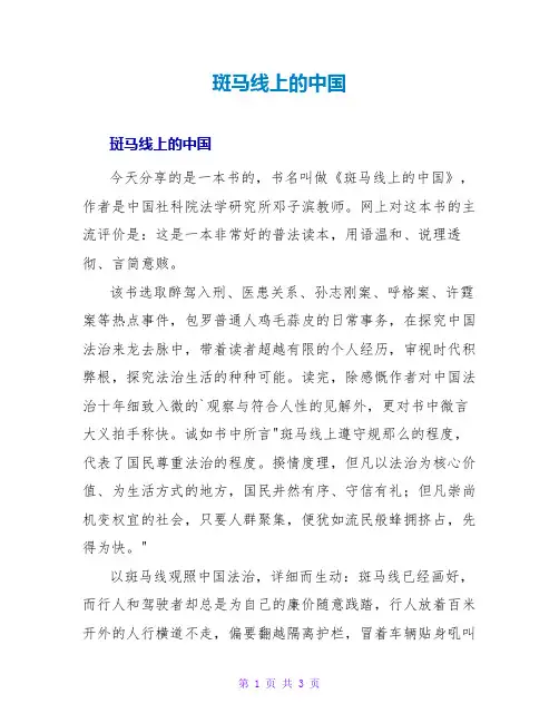 斑马线上的中国读后感