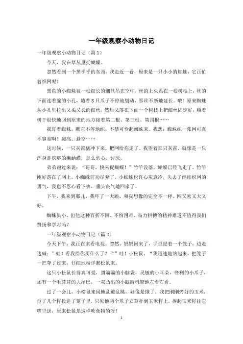一年级观察小动物日记