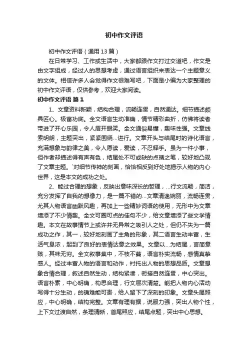 初中作文评语