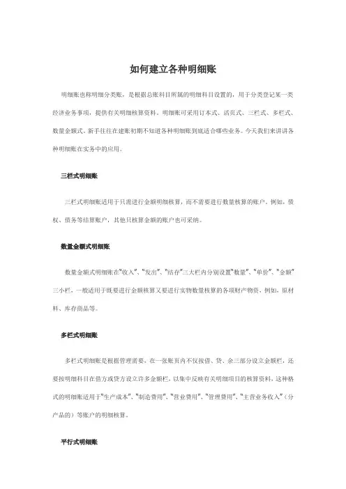 如何建立各种明细账