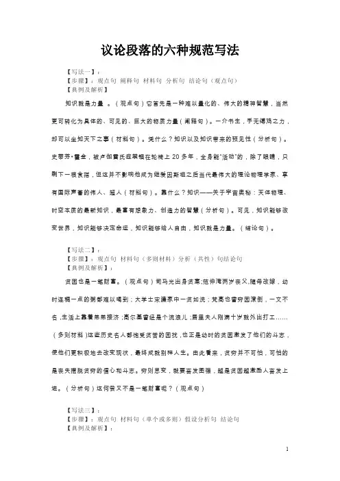 议论段落的六种规范写法