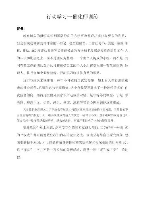 行动学习——催化师训练