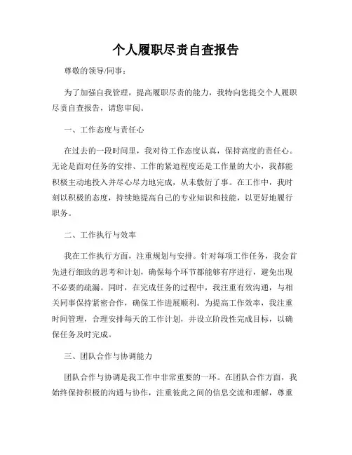 个人履职尽责自查报告