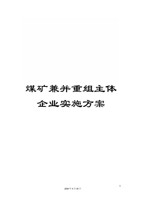 煤矿兼并重组主体企业实施方案