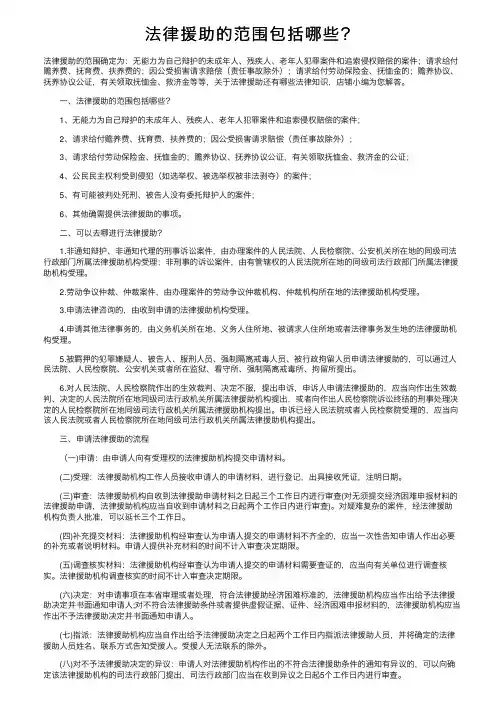 法律援助的范围包括哪些？