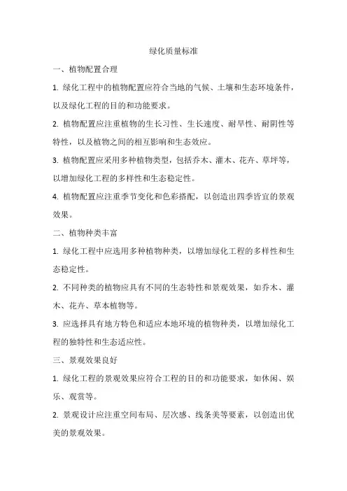 绿化质量标准