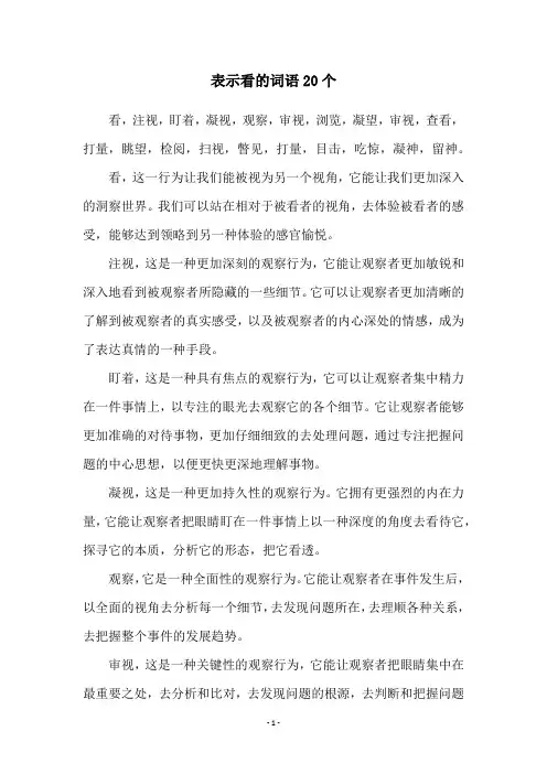 表示看的词语20个