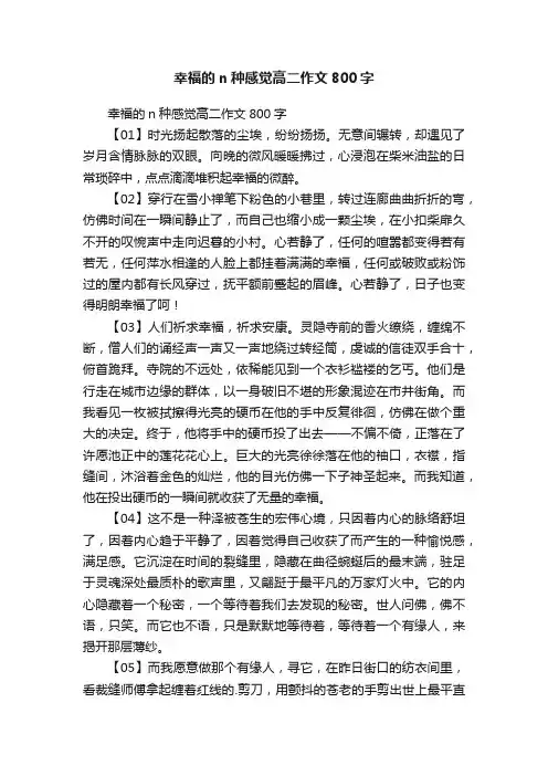 幸福的n种感觉高二作文800字