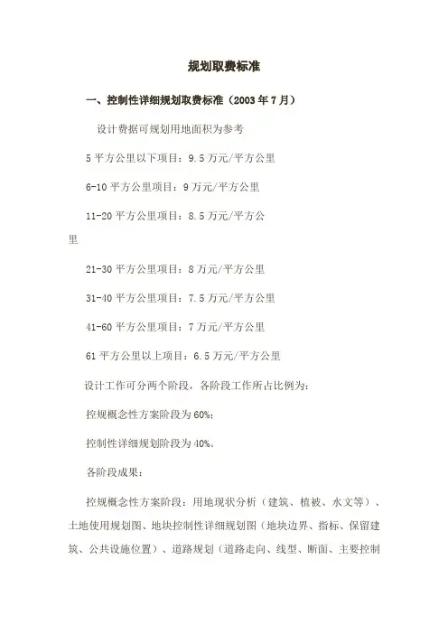 规划取费标准