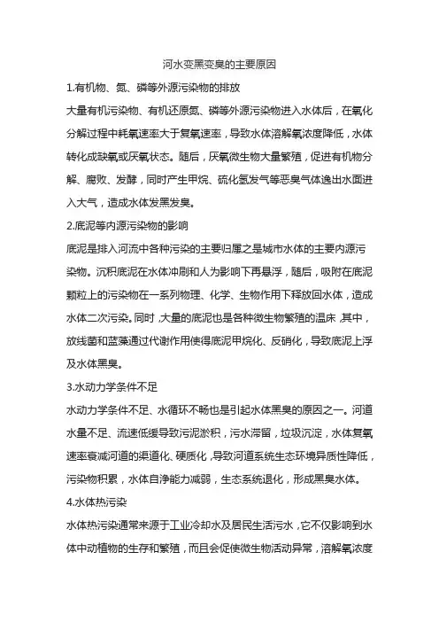 河水变黑变臭的主要原因
