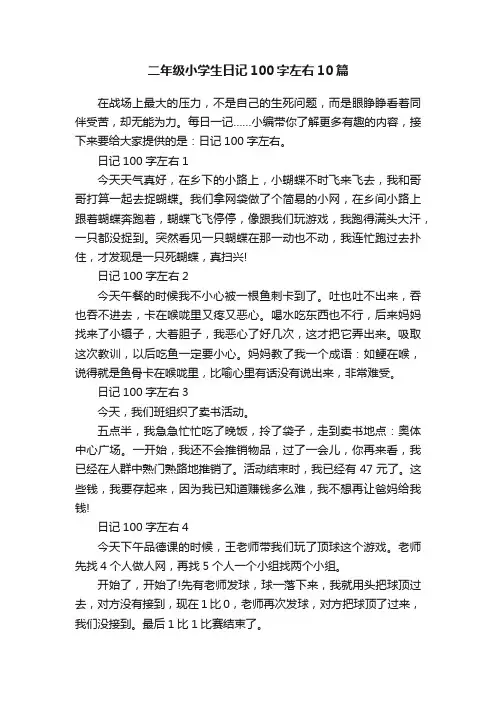 二年级小学生日记100字左右10篇