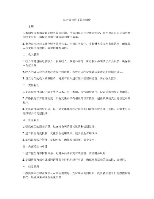 电力公司收支管理制度