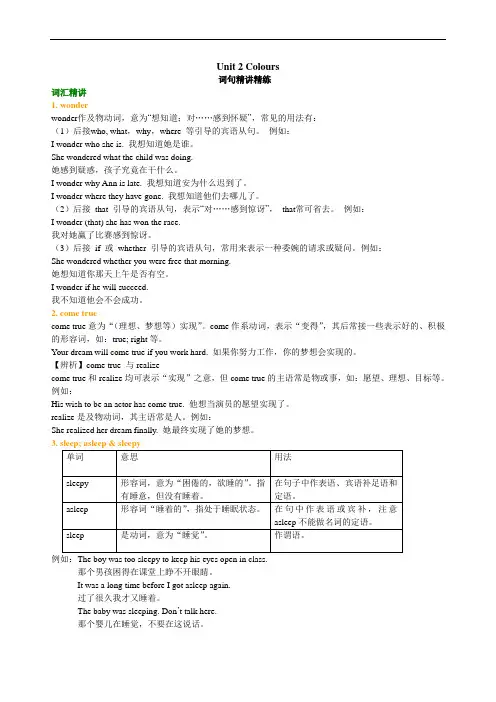 9A Unit 2 Colours 知识讲解