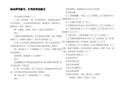 标点符号练习：引号的用法练习