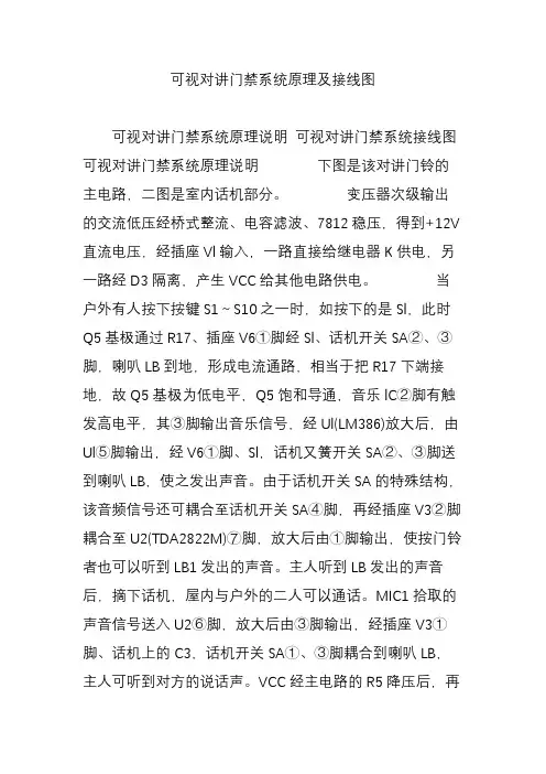 可视对讲门禁系统原理及接线图