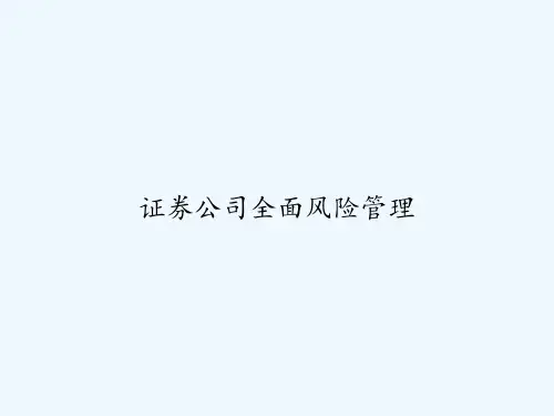 证券公司全面风险管理 PPT