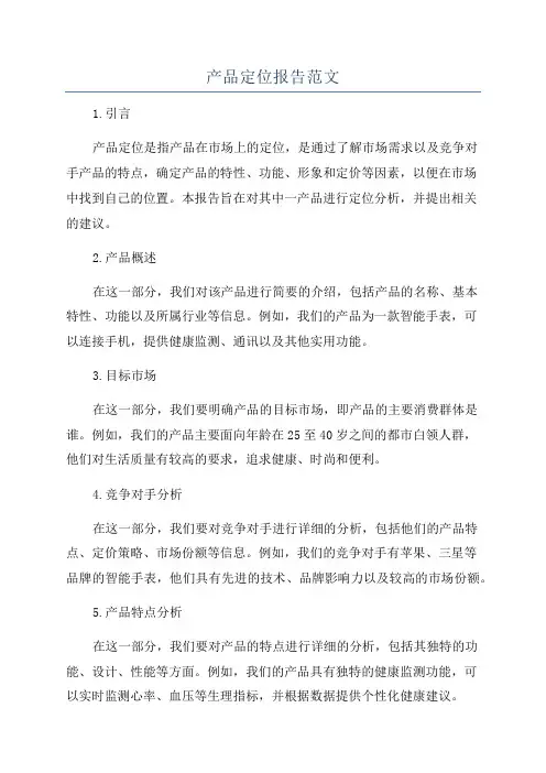 产品定位报告范文