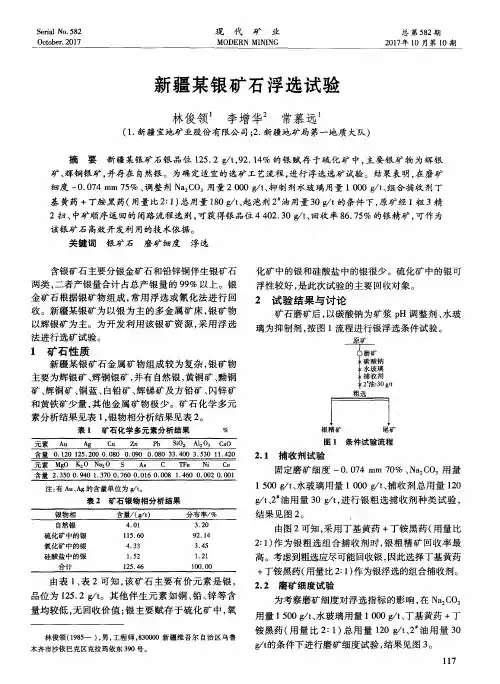 新疆某银矿石浮选试验