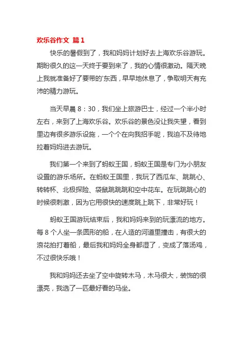 一件难忘的事欢乐谷作文